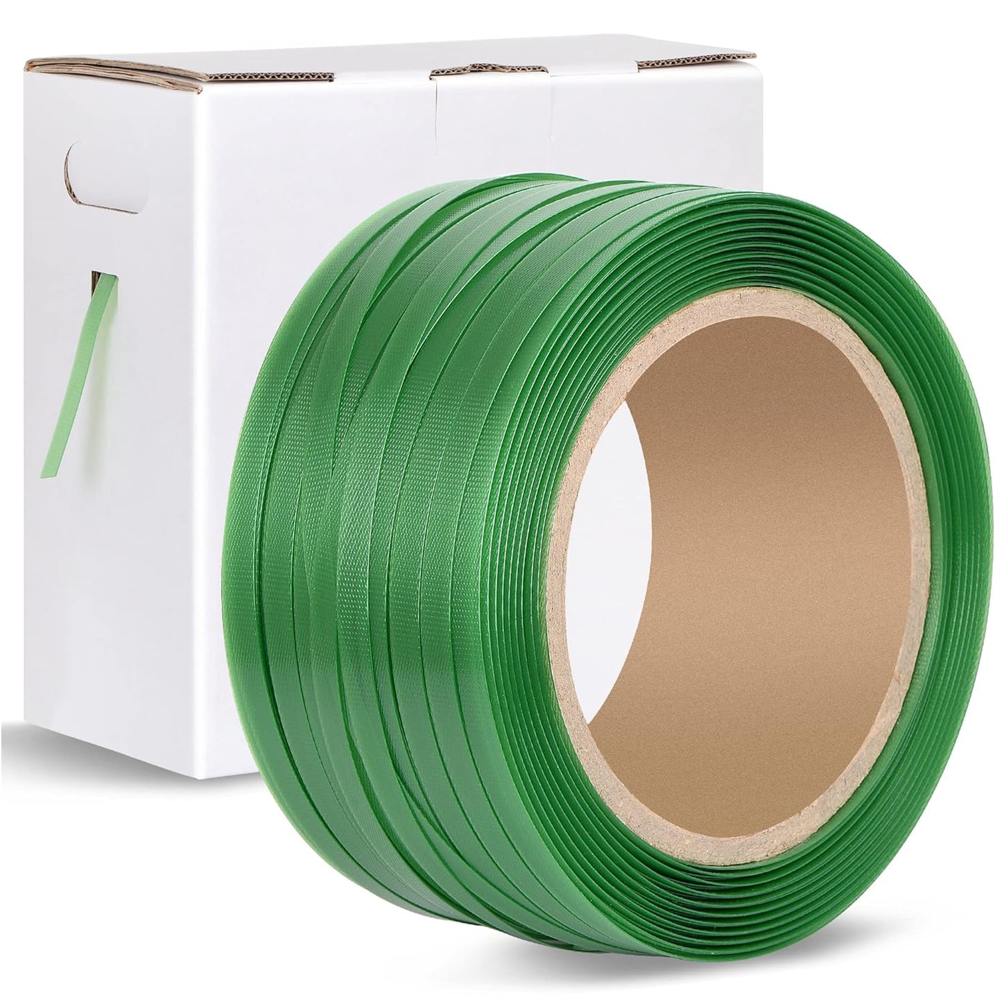 Heavy Duty Packaging Strapping Banding Roll - Green Polyester, 1000' x 5/8" x 0.035"