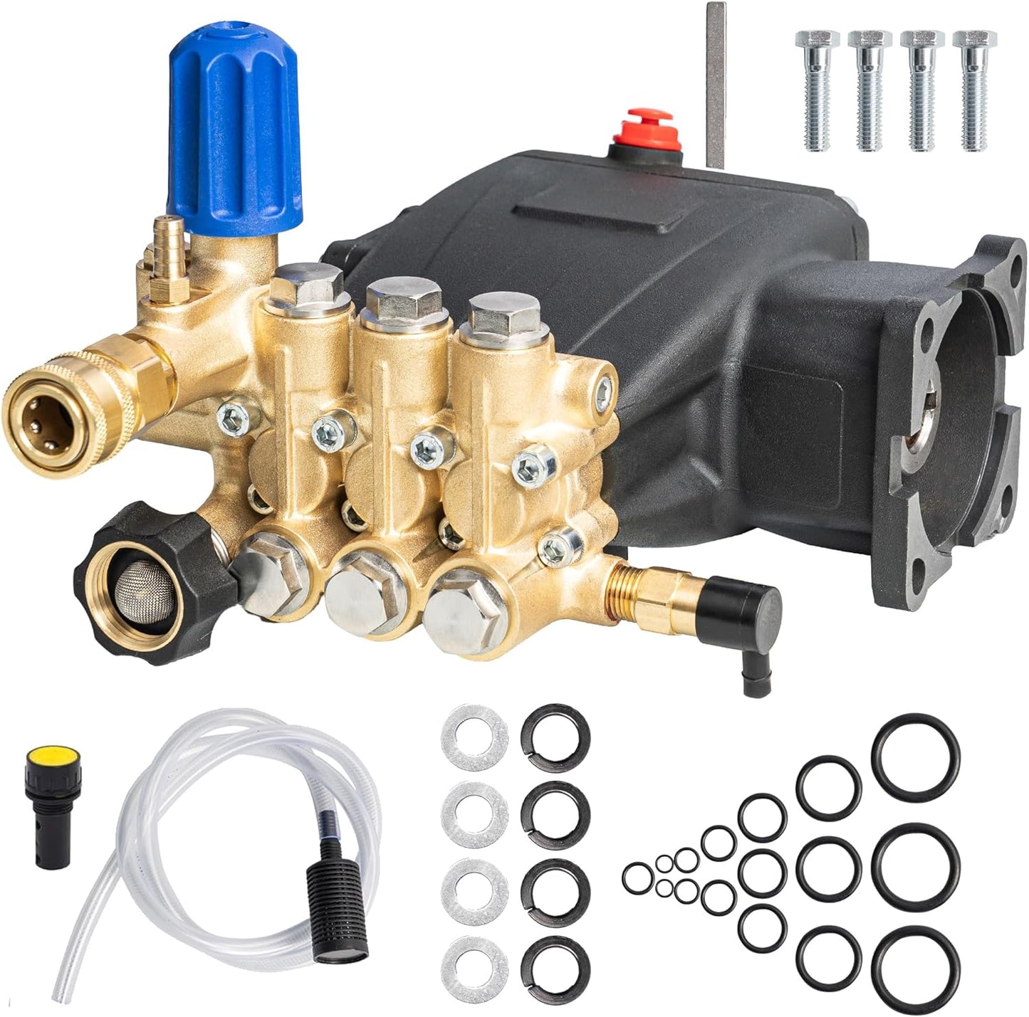 Hourleey Pressure Washer Pump, 3700PSI 2.5GPM 3/4" Shaft Horizontal Triplex Plunger Power Washer Pump