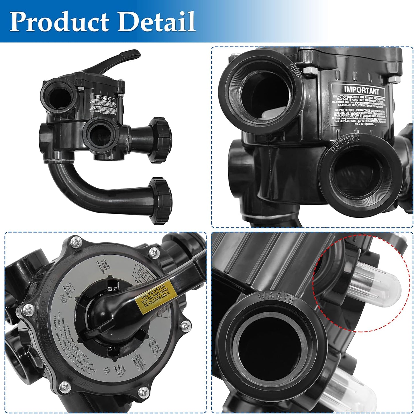 SP0710XR50 Backwash Valve Coupling Compatible with Hayward Pro-Series Vari-Flo,Black
