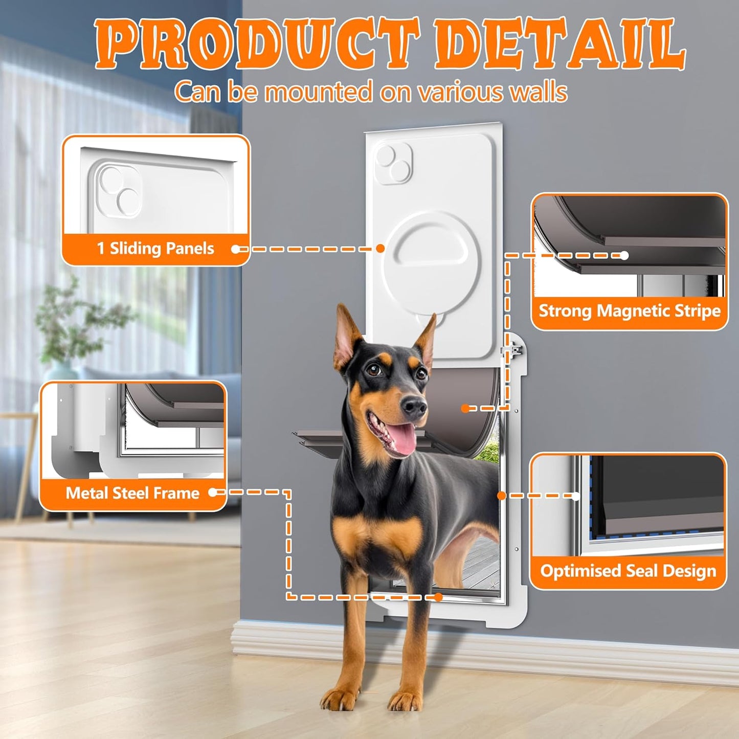 MIAOTONG Extra Large Dog Door,Upgraded Sealing Dog Door for Wall, Double Flap Doggy Door