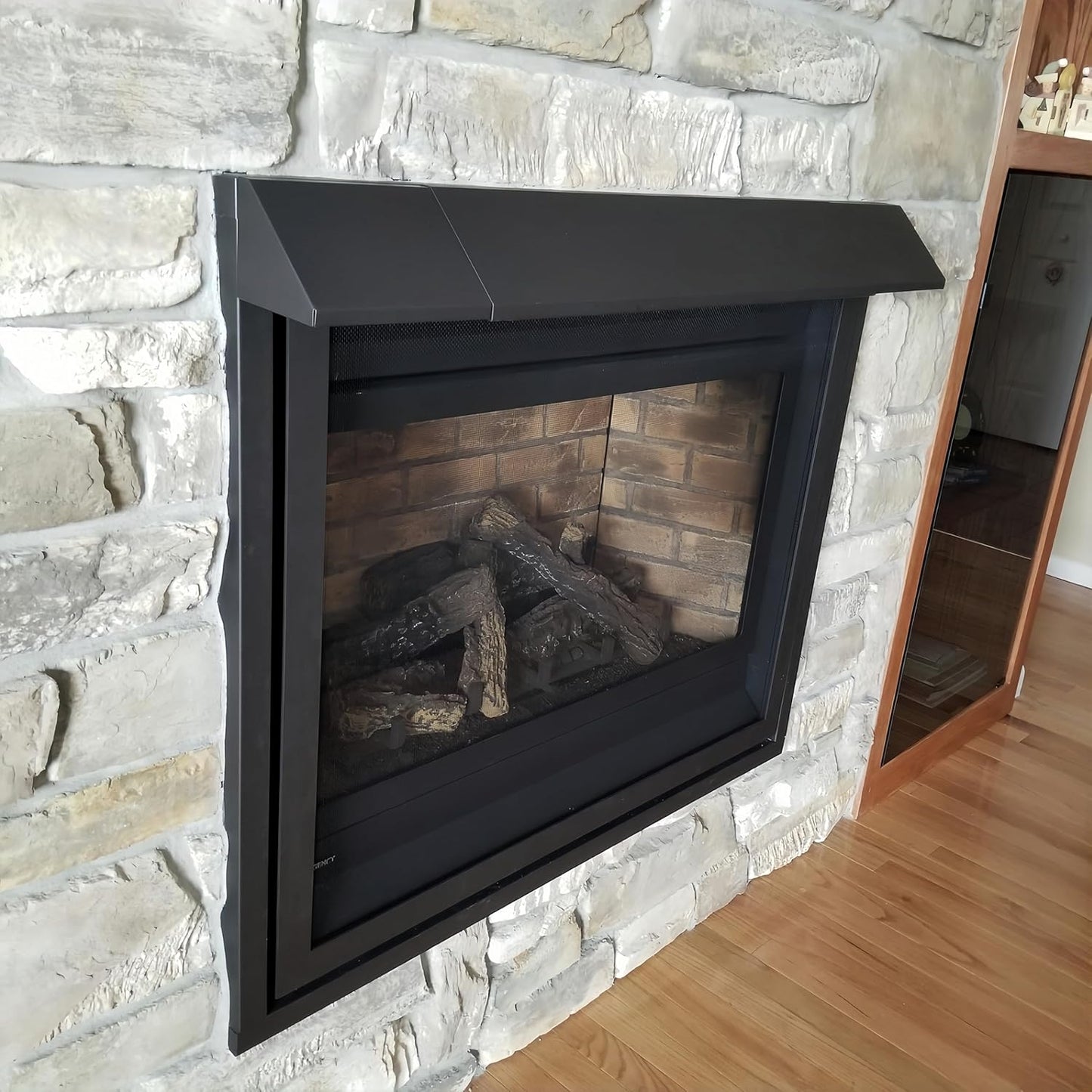 Black Adjustable Fireplace Hood for 28 to 48" Harmony Burners Fireplace Hood Heat Shield
