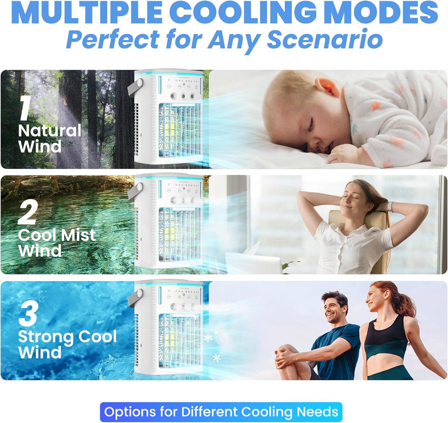 Portable Air Conditioners Fan, Small Cooler Evaporative Air Conditioner with Remote