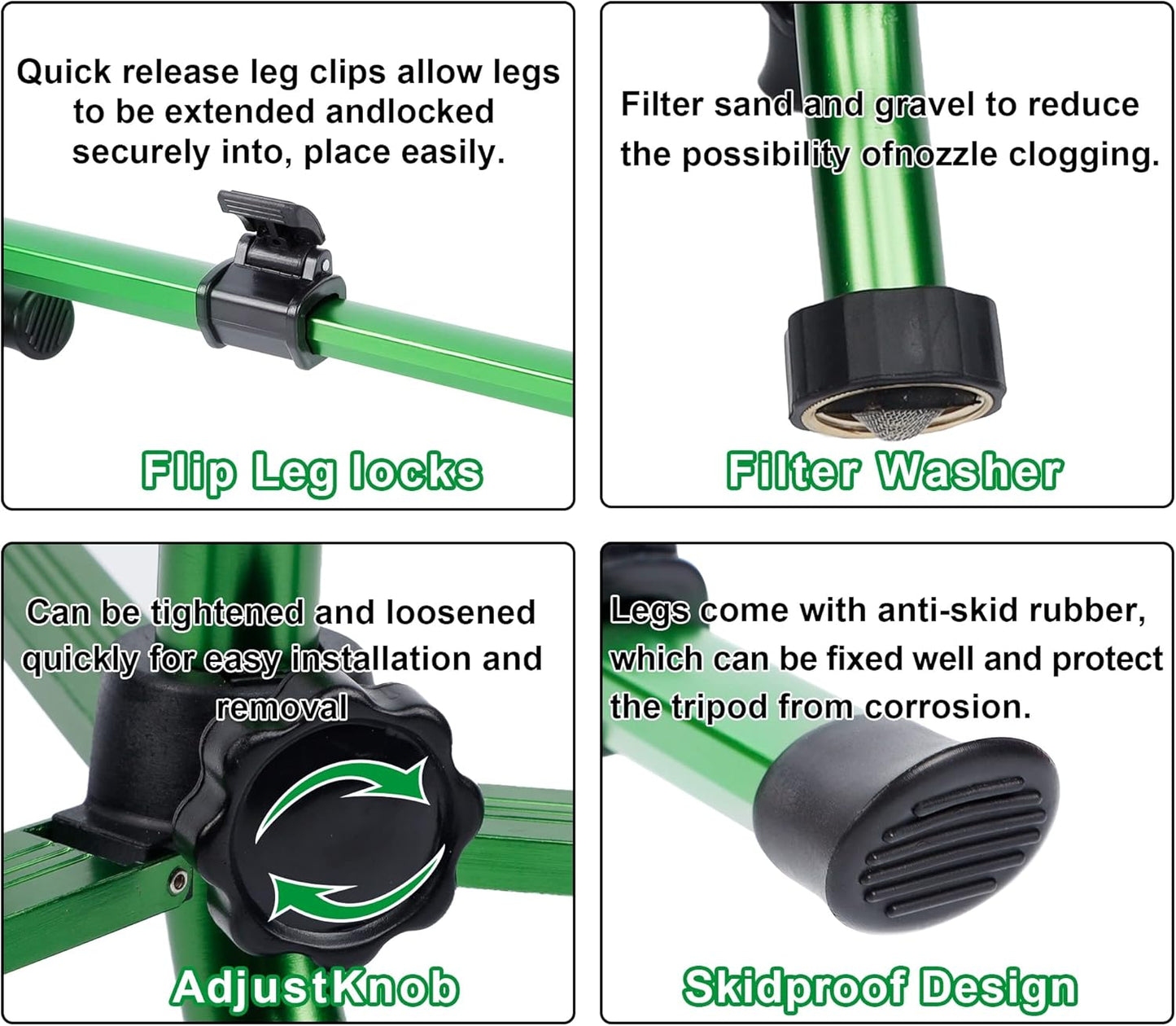 Biswing Impact Sprinkler Head on Tripod Base, Heavy Duty Lawn Sprinklers, 360 Degree