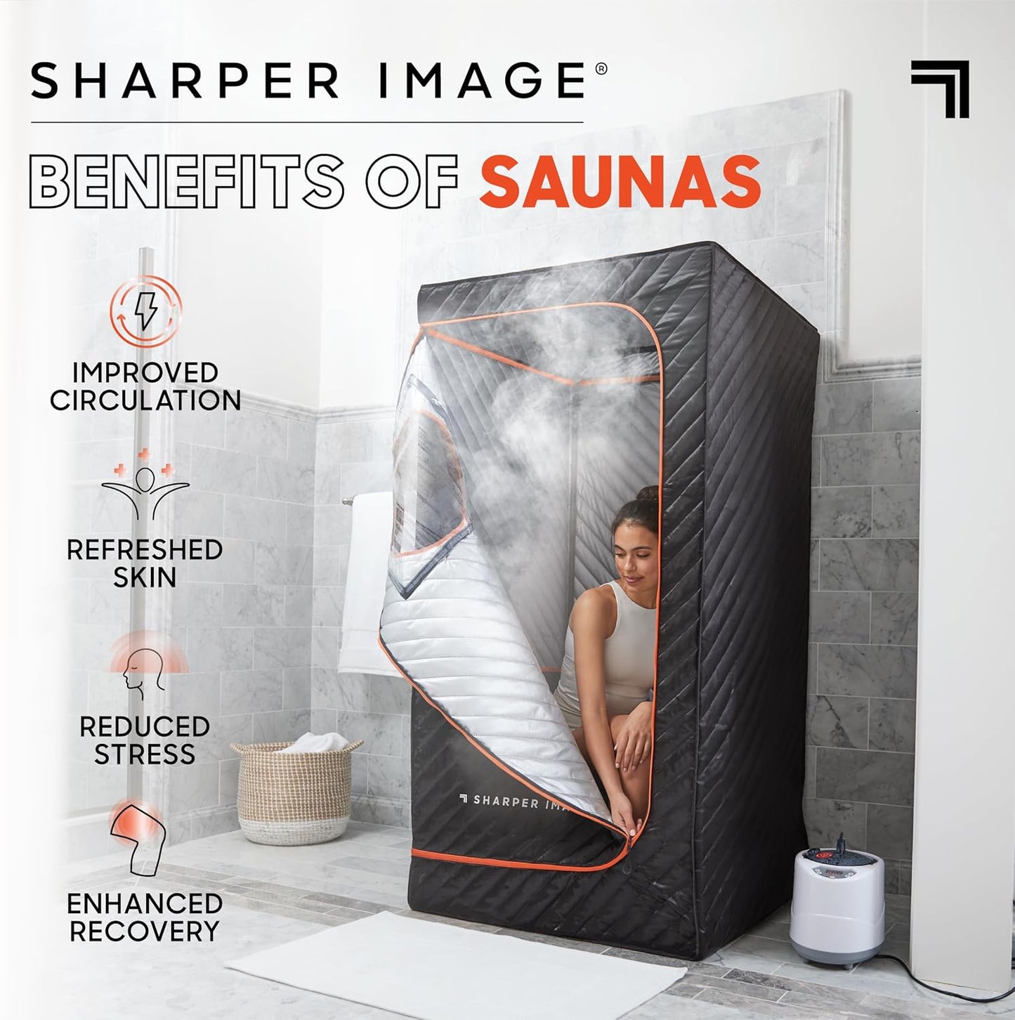 Sharper Image® Steam Sauna Portable Spa – Home Sauna Tent with Steam Generator & Folding Chair