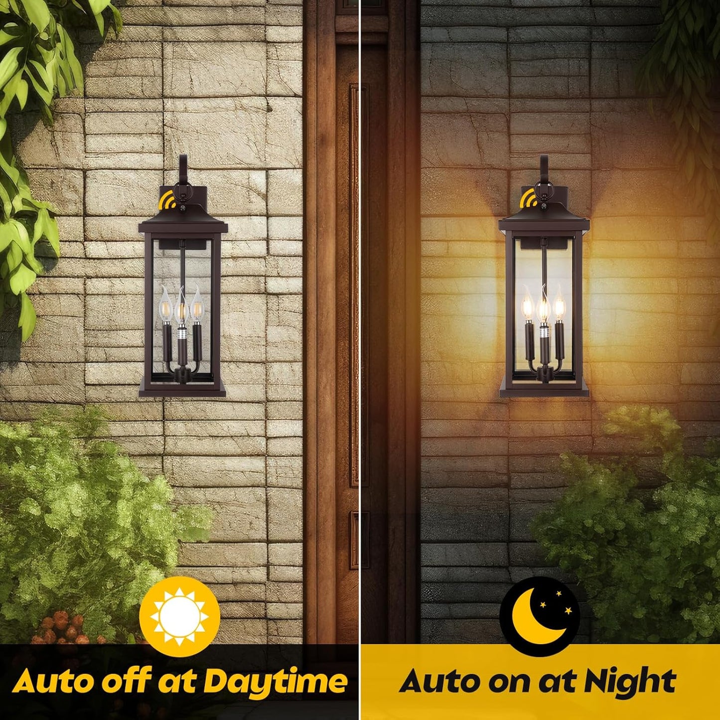 1-Pack 23” Dusk to Dawn Outdoor Light Fixture Oil Rubbed Bronze 3-Light