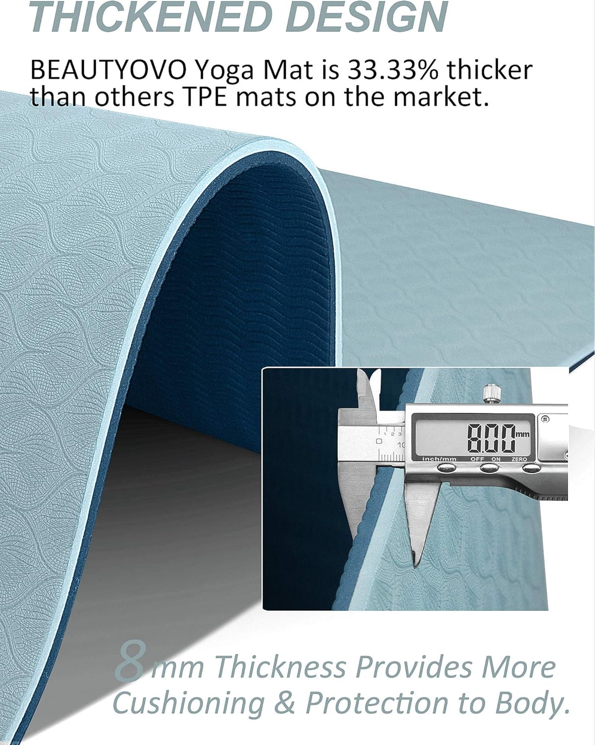 BEAUTYOVO Yoga Mat with Strap, 1/3 Inch Extra Thick Yoga Mat Double-sided Non Slip