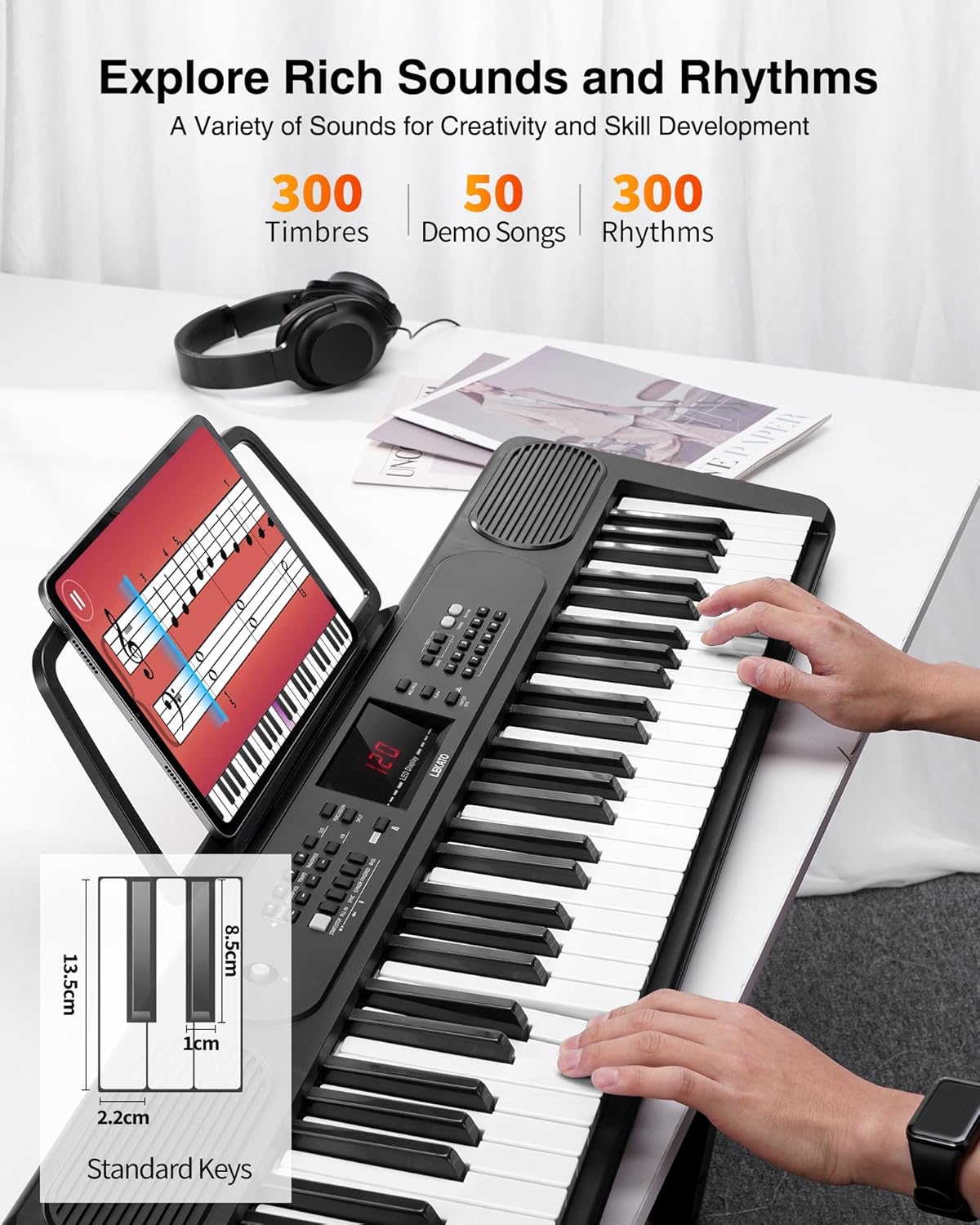 LEKATO 61 Lighted Key Keyboard Piano