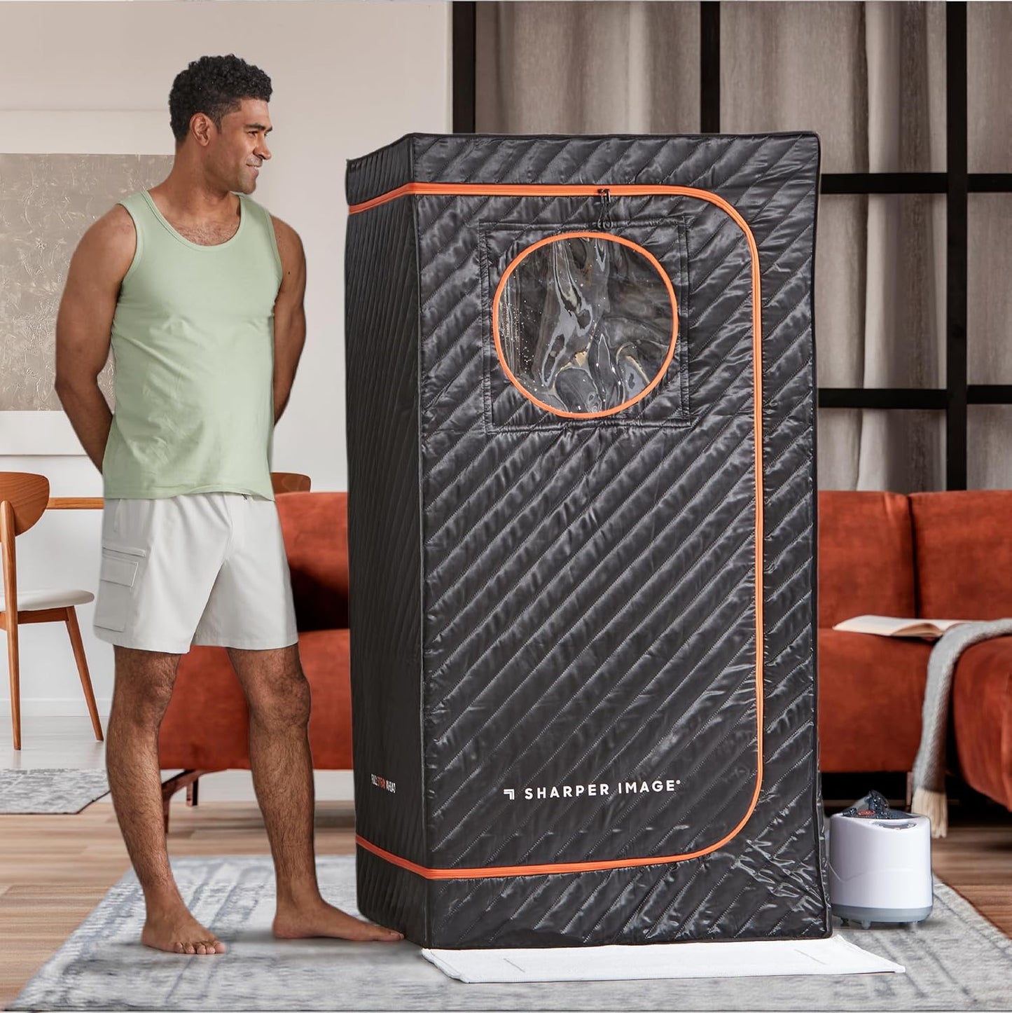 Sharper Image® Steam Sauna Portable Spa – Home Sauna Tent with Steam Generator & Folding Chair
