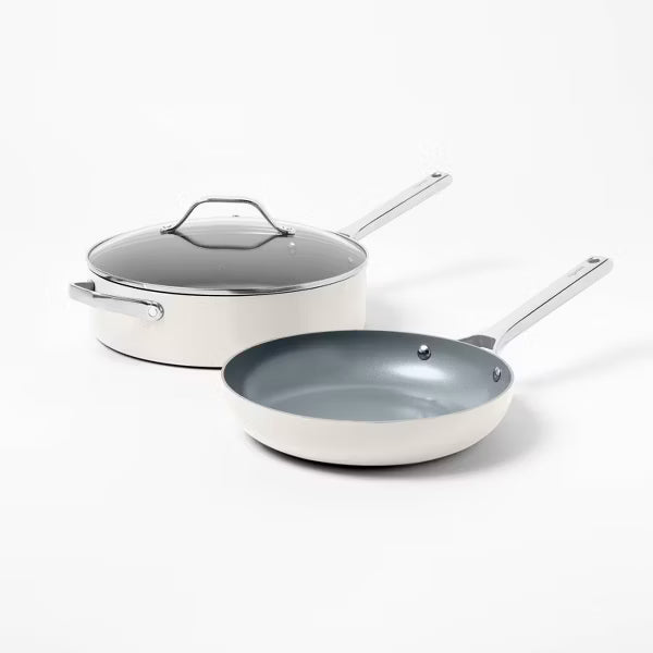 7pc Nonstick Ceramic Coated Aluminum Cookware Set