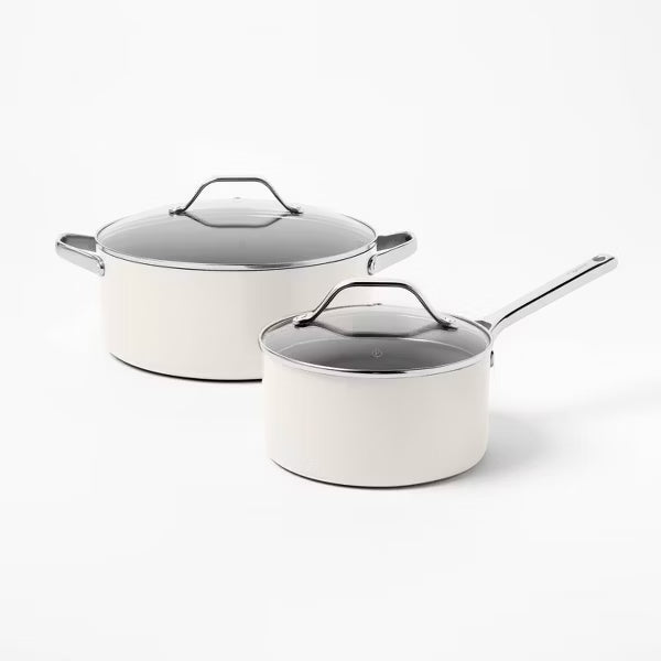 7pc Nonstick Ceramic Coated Aluminum Cookware Set