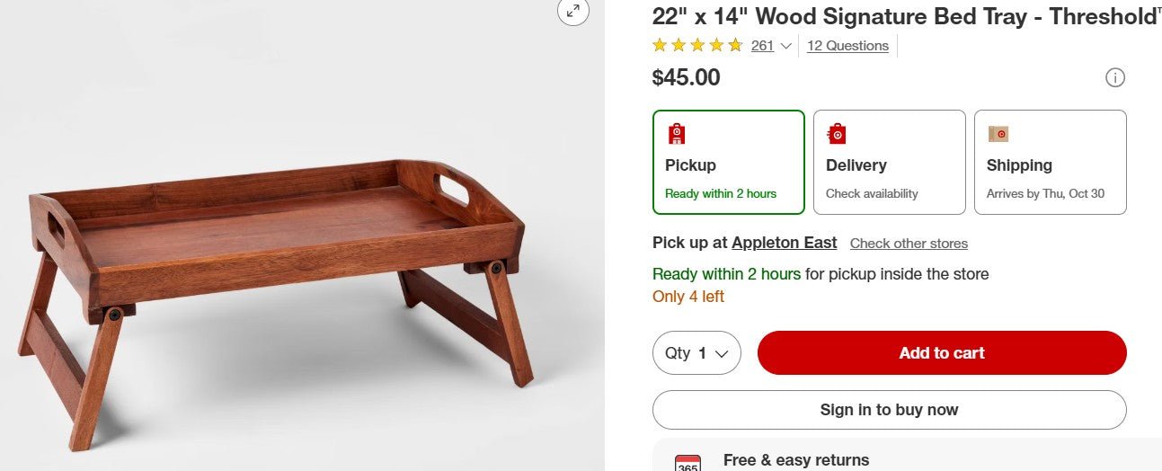 22" x 14" Wood Signature Bed Tray - Threshold