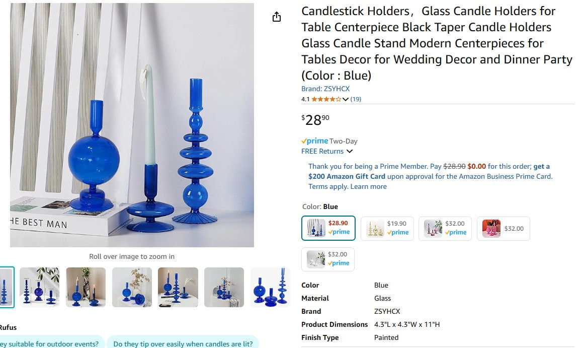 Candlestick Holders,Glass Candle Holders for Table Centerpiece Black Taper Candle Holders