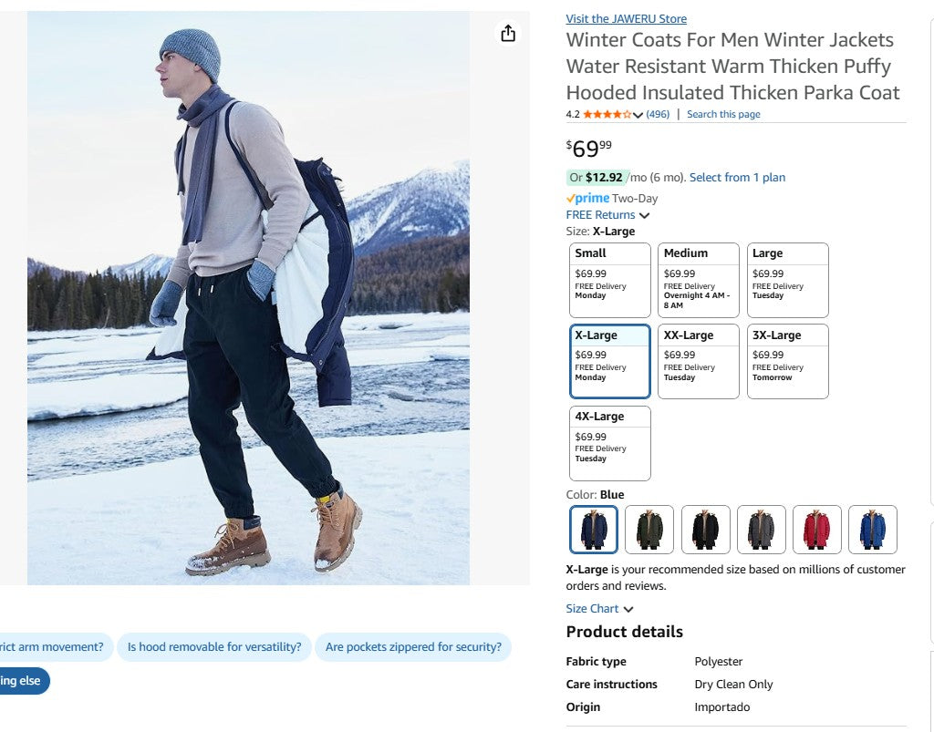 Winter Coats For Men Winter Jackets Water Resistant Warm Thicken Puffy