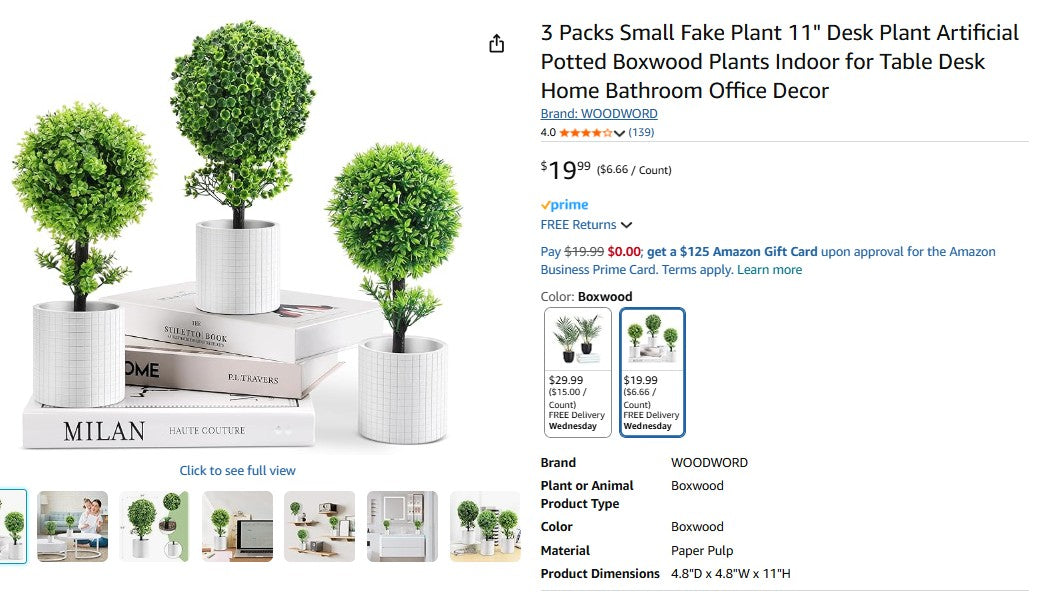 3 Packs Small Fake Plant 11" Desk Plant Artificial Potted Boxwood Plants Indoor for Table Desk
