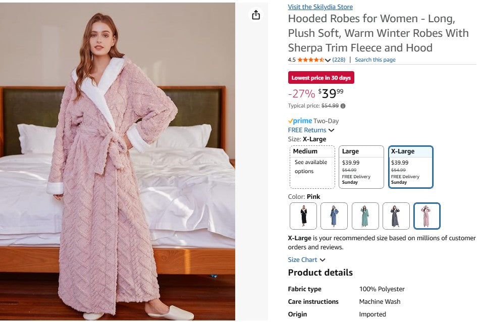 Hooded Robes for Women - Long, Plush Soft, Warm Winter Robes With Sherpa Trim Fleece and Hood