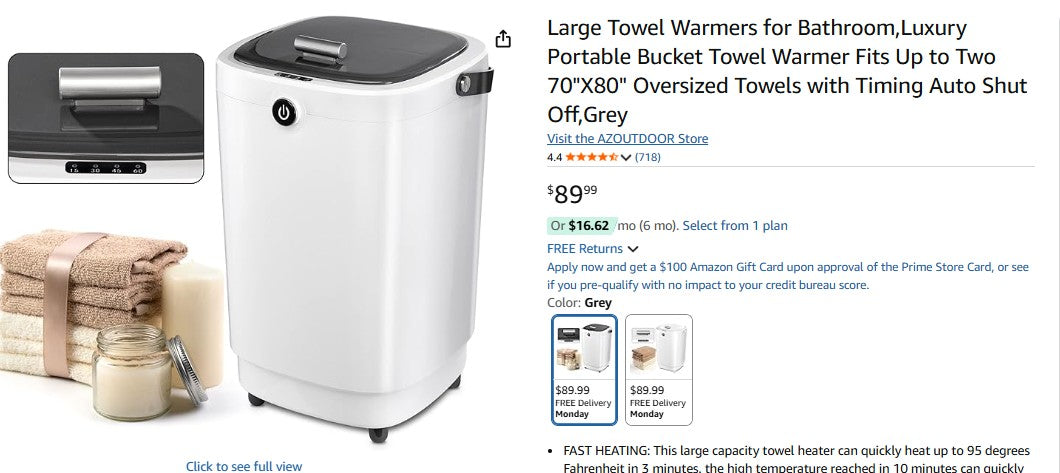 Large Towel Warmers for Bathroom,Luxury Portable Bucket Towel Warmer - Missing Foot