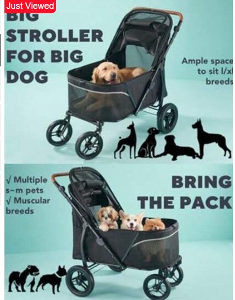 Pet Stroller For Large Dogs Up To 110lbs Large Pet Stroller, All Terrain With Adjustable Handle