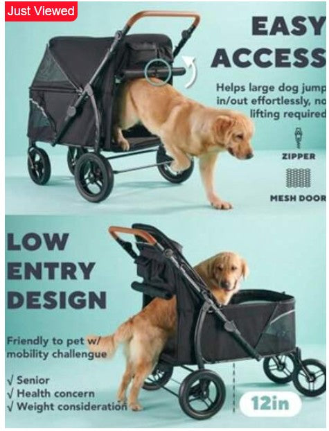 Pet Stroller For Large Dogs Up To 110lbs Large Pet Stroller, All Terrain With Adjustable Handle