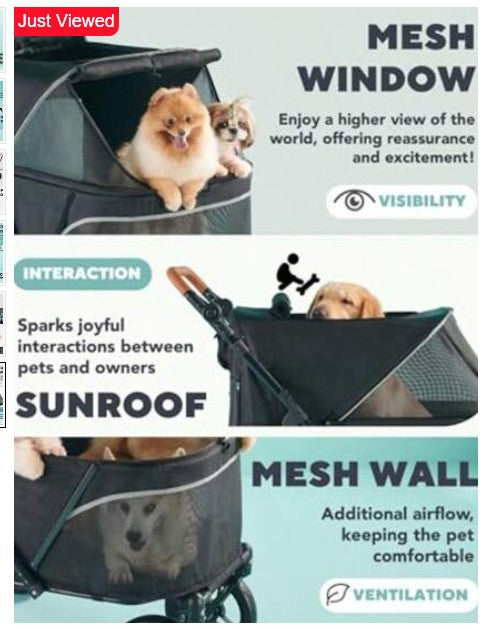Pet Stroller For Large Dogs Up To 110lbs Large Pet Stroller, All Terrain With Adjustable Handle