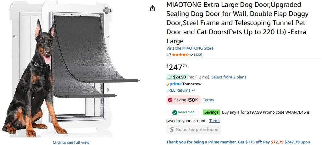 MIAOTONG Extra Large Dog Door,Upgraded Sealing Dog Door for Wall, Double Flap Doggy Door