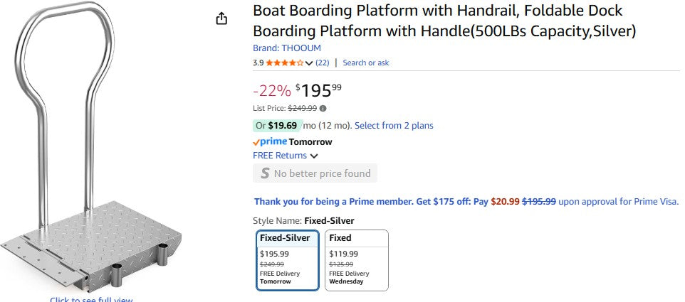 Boat Boarding Platform with Handrail, Foldable Dock Boarding Platform with Handle
