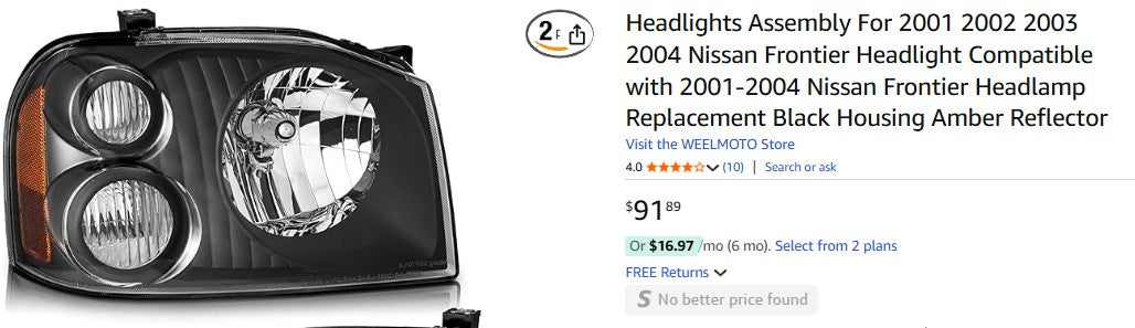 Headlights Assembly For 2001 2002 2003 2004 Nissan Frontier Headlight