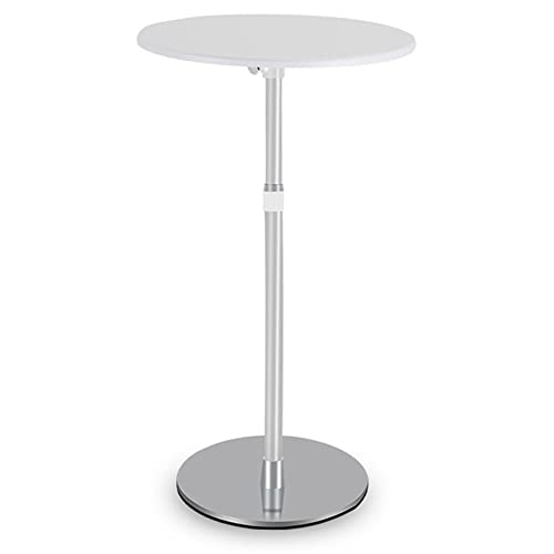 ERFEI White Bar Table 15.75inch Small Round Top Adjustable Height 22.64-33.46in