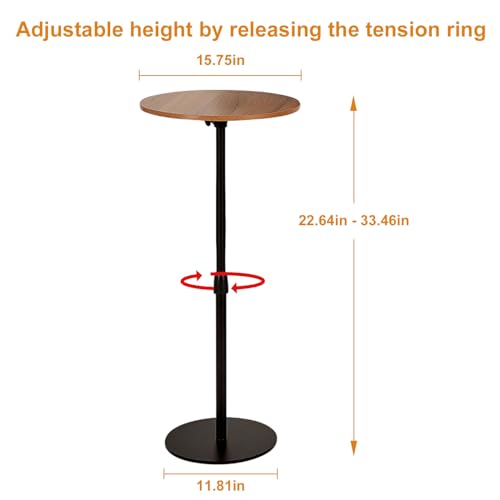 ERFEI White Bar Table 15.75inch Small Round Top Adjustable Height 22.64-33.46in