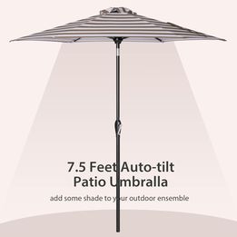 Tempera 7.5' Outdoor Market Patio Table Umbrella with Auto Tilt and Crank