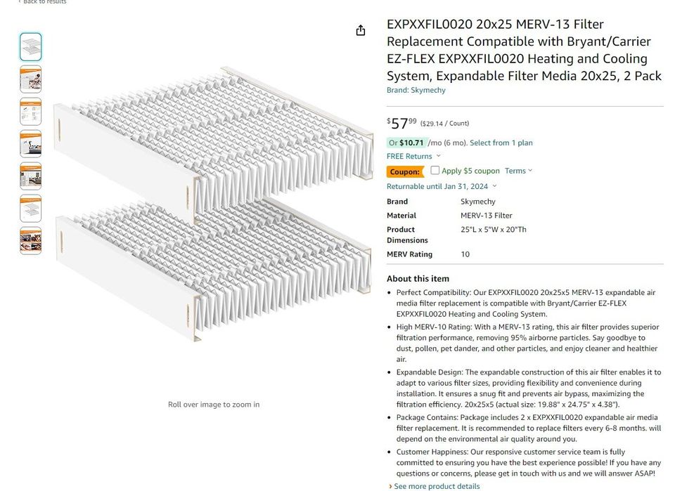 20x25 MERV-13 Filter Replacement