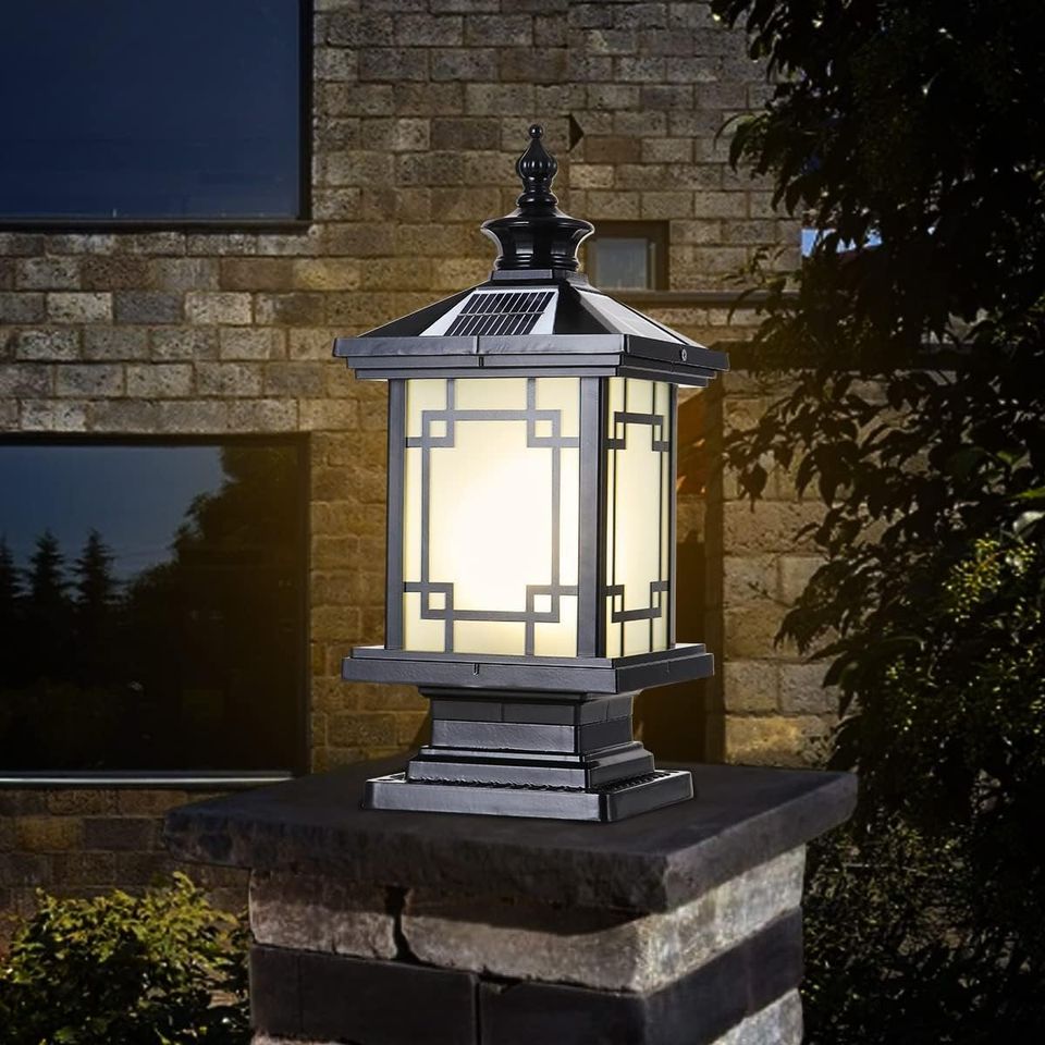 LED Solar Post Light Outdoor, Aluminum Fence Post Cap Lamp