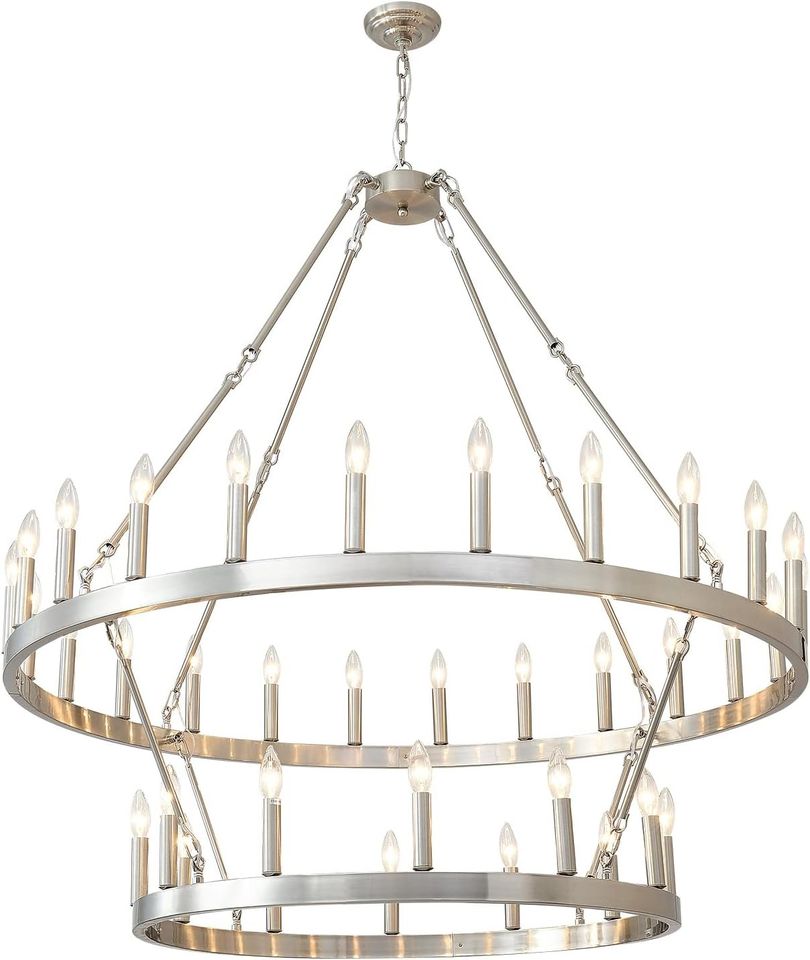 HHR 2 Tier Wagon Wheel Chandelier 36-Light 48 Inch