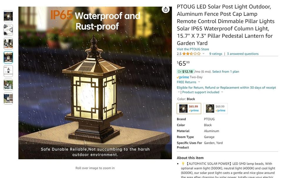 LED Solar Post Light Outdoor, Aluminum Fence Post Cap Lamp