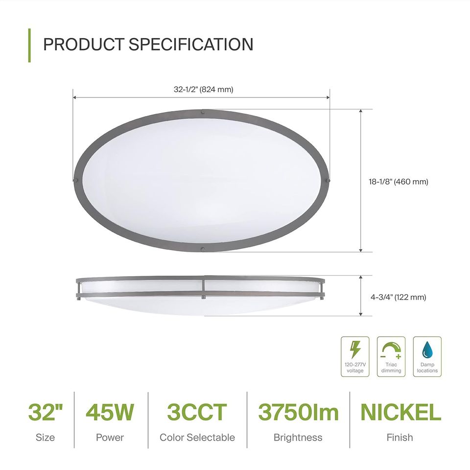 Light Fixture | 45W 100-277V 3750LM 3000K/4000K/5000K Switch | Dimmable