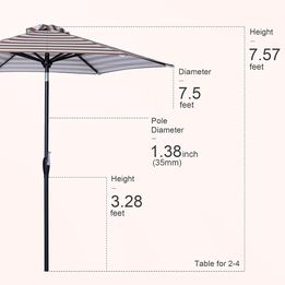 Tempera 7.5' Outdoor Market Patio Table Umbrella with Auto Tilt and Crank