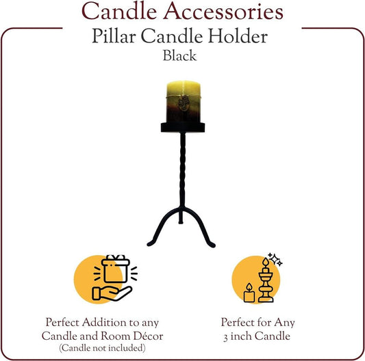 A Cheerful Giver Black Pillar Holder, 10-Inch