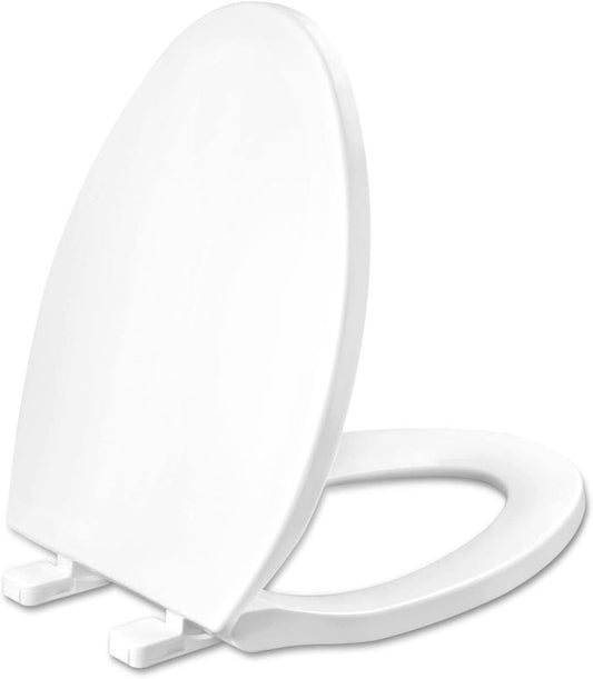 Toilet seat Elongated with Slow Close Hinges, Four Bumpers Never Loosen and Easily Remove