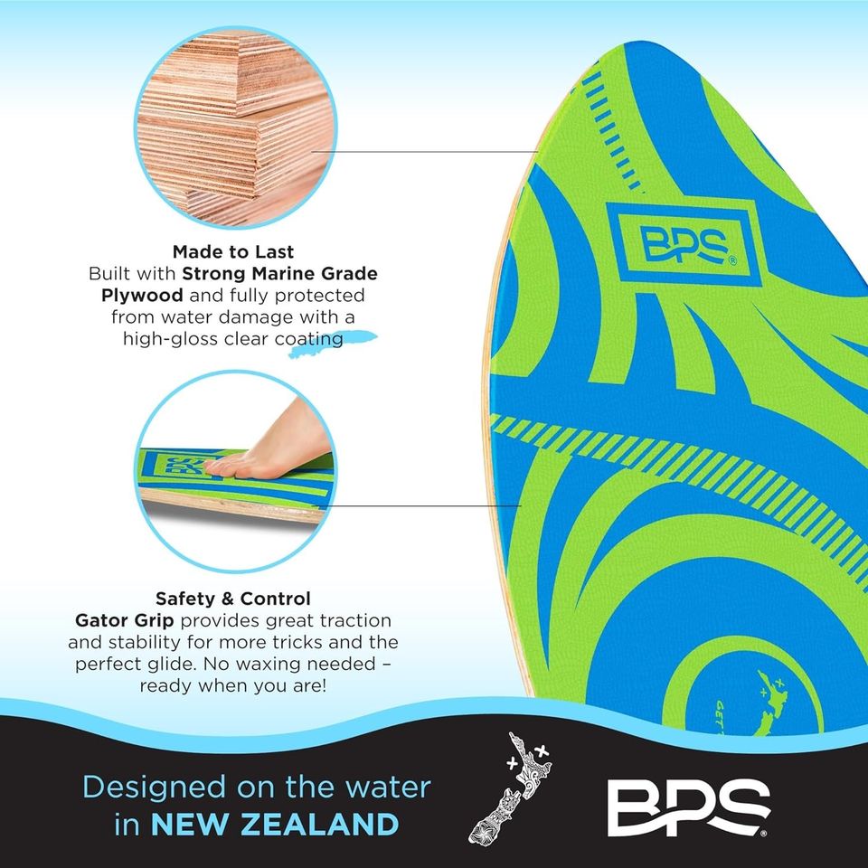 BPS New Zealand ‘Koru’ Skimboards with Colored EVA Grip Pad and High Gloss Clear Coat