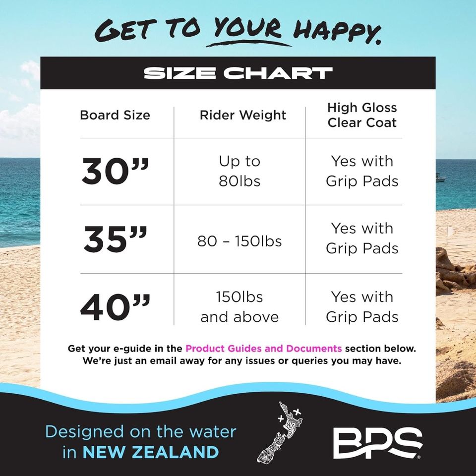 BPS New Zealand ‘Koru’ Skimboards with Colored EVA Grip Pad and High Gloss Clear Coat