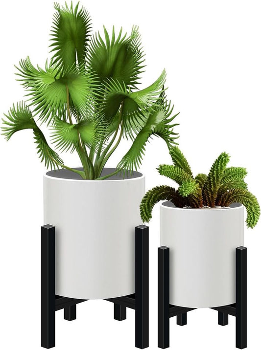 Plant Pot with Stands Set of 2, Mid Century Planters for Indoor Plants Modern Decorative Pots