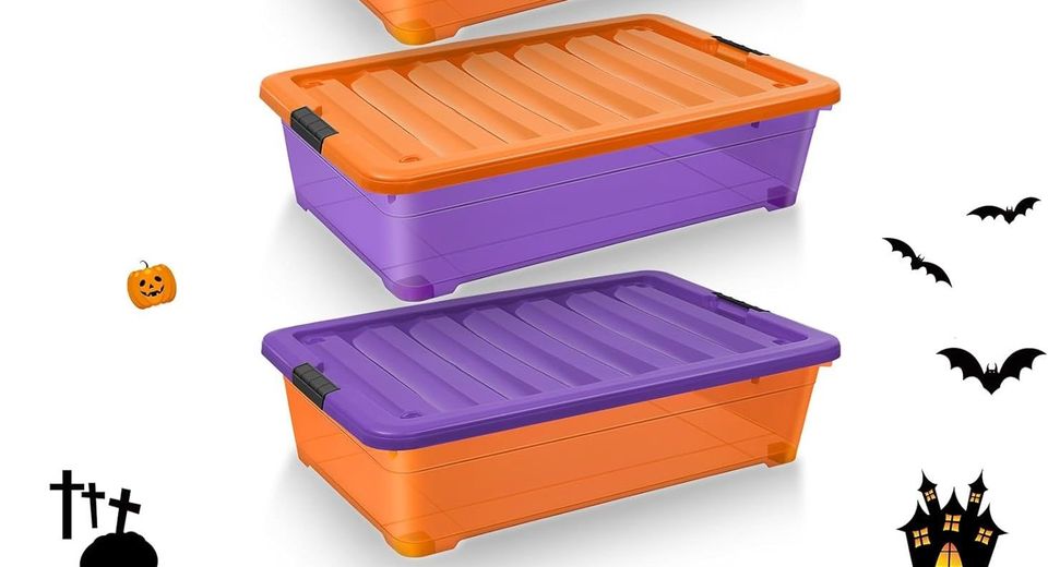 2 Pack 53 Qt Holiday Plastic under Bed Storage Container with Lids Gift Wrapping Organizer Storage