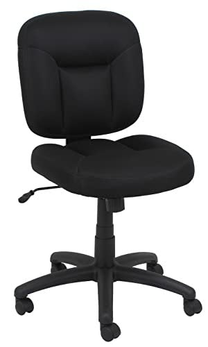 Black Upholstered, Low-Back, Adjustable, Swivel Office Desk Chair