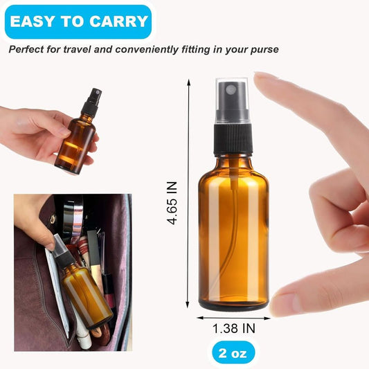 2oz Amber Glass Spray Bottles, 16 Pack Small Spray Bottle Mist Sprayer