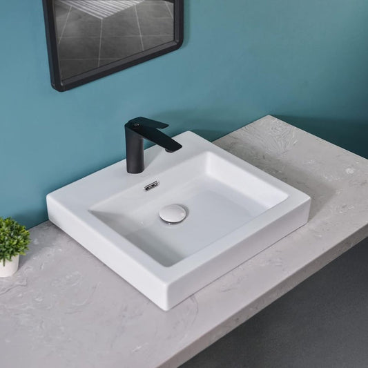 Davivy 18.7''X 17.2'' Rectangle Vessel Sink with Pop Up Drain,Bathroom Vessel Sinks