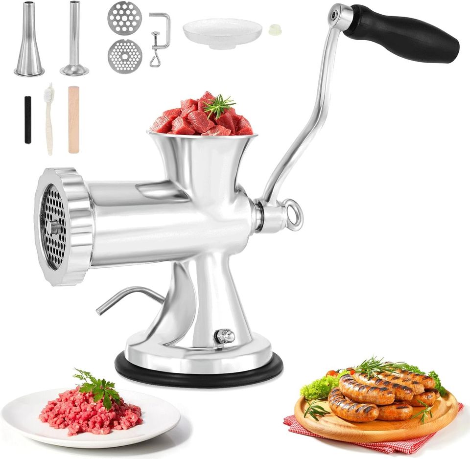 Dyna-Living Manual Meat Grinder Stainless Steel Hand Crank Meat Grinder Sausage Stuffer