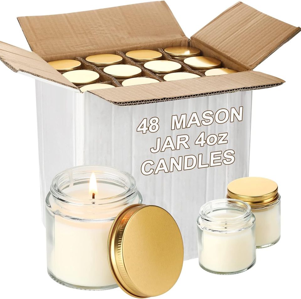 Jutom 47 Pack Mini Mason Jar Candles 4 oz Small Lavender Scented Wax Candles