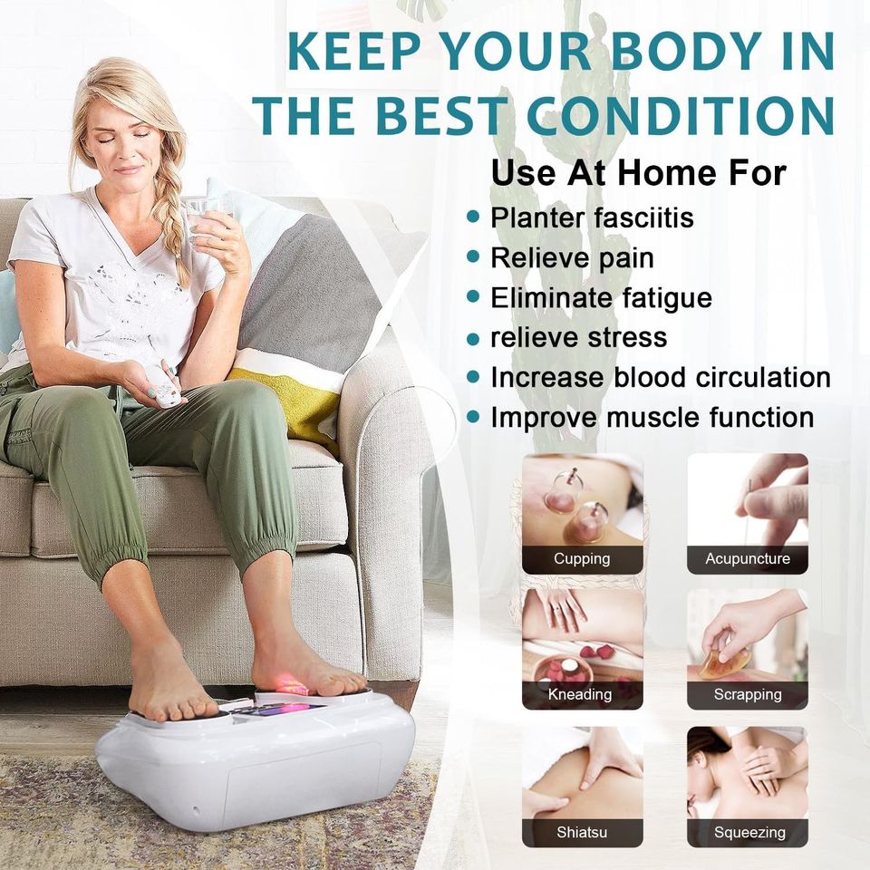 EMS Foot Massager, Electric Foot Circulation Stimulator with Heat for Neuropathy