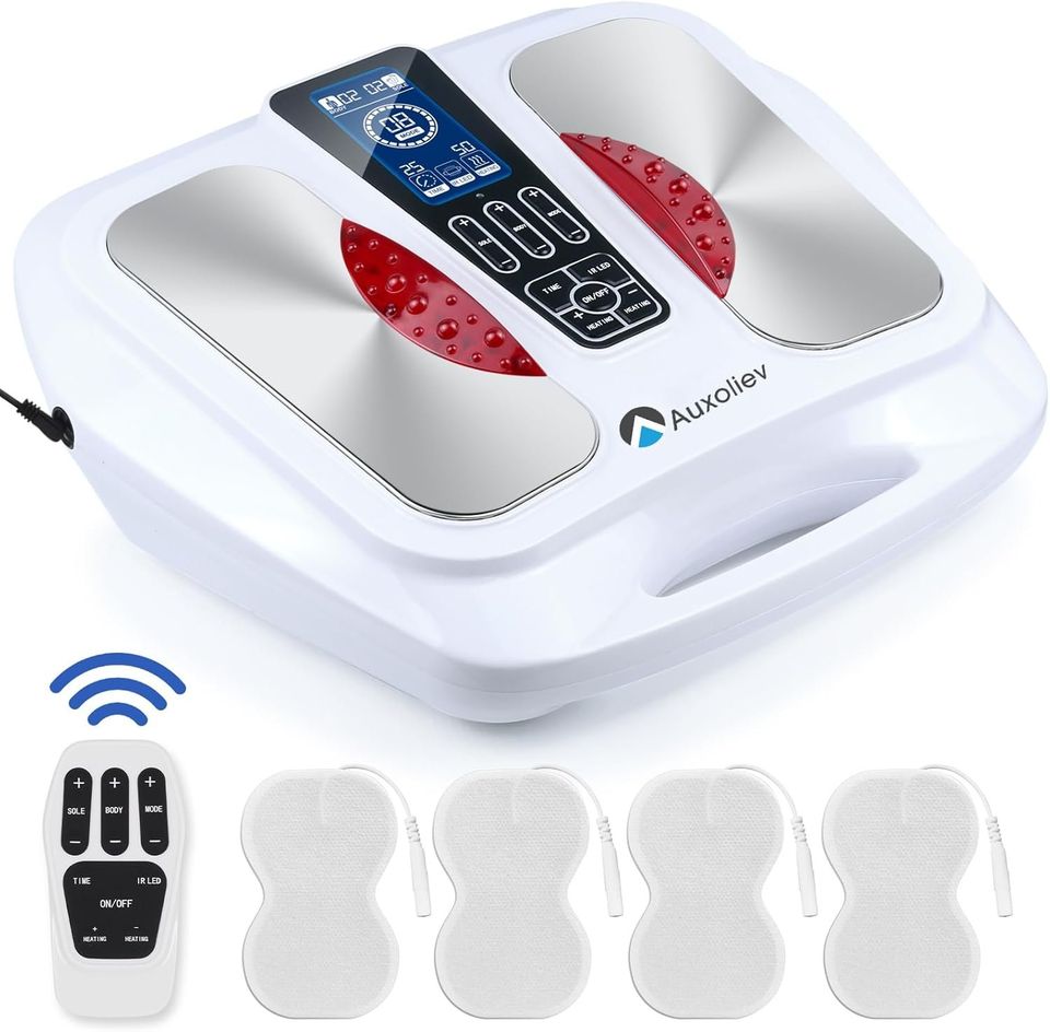 EMS Foot Massager, Electric Foot Circulation Stimulator with Heat for Neuropathy