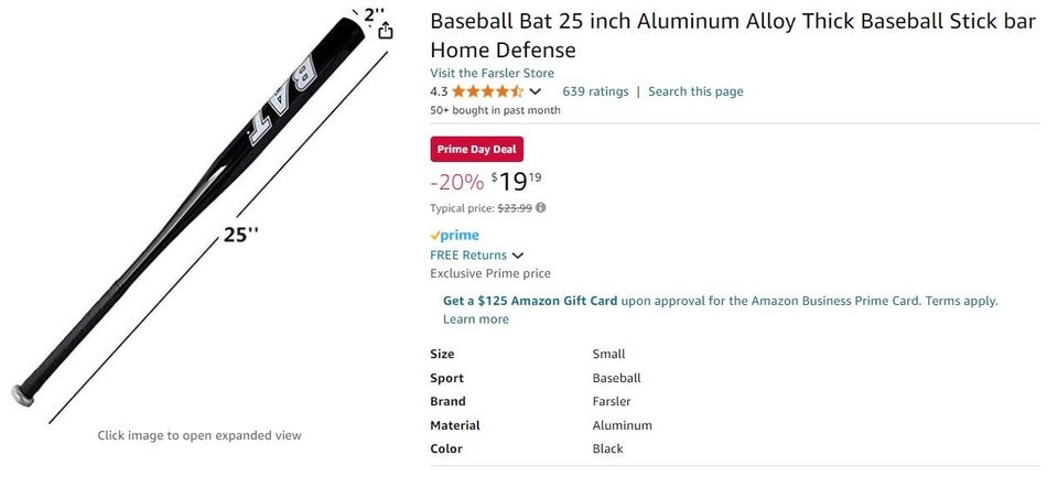 Baseball Bat 25 inch Aluminum Alloy Thick Baseball Stick bar Home Defense