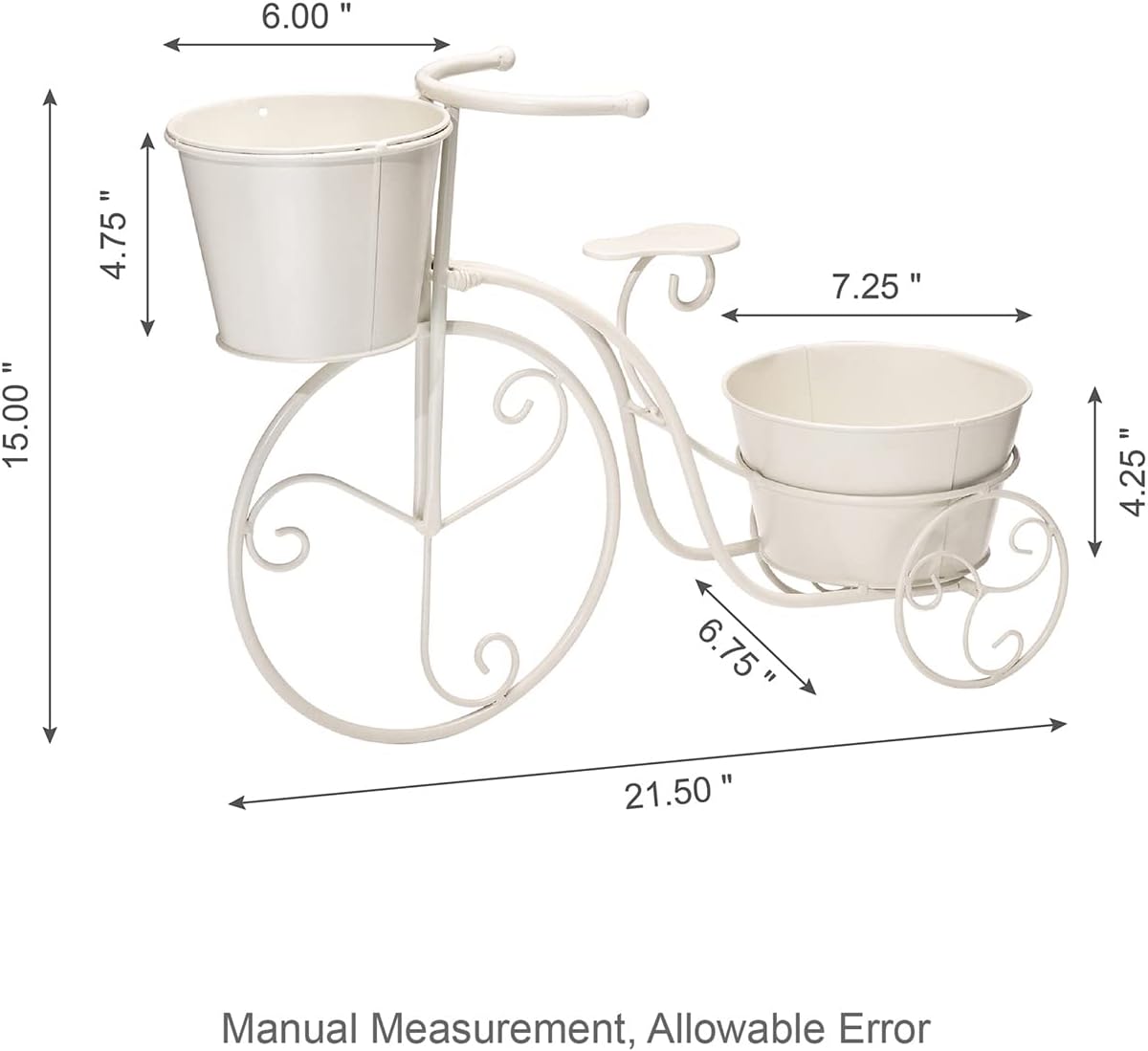 Glitzhome Hand Painted Metal Bicycle Plant Stand Standing Planter Flower Holder